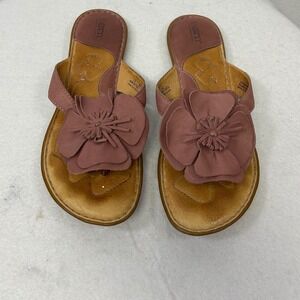Boho Floral Born Womens 10 Dusty Rose Leather 3D Flower Thong Sandals W71921